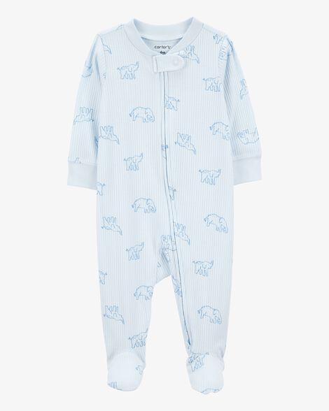  Product image 1 of Baby Elephant Print 2-Way Zip Sleep & Play Pajamas - Blue