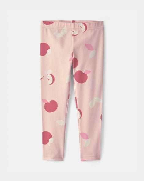 toddler girl apple pull-on stretch leggings - pink
