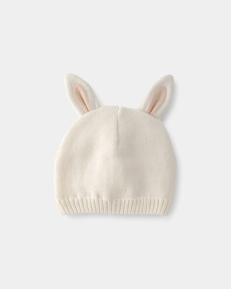baby crochet easter bunny hat - cream