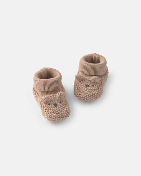 baby bear baby booties - brown