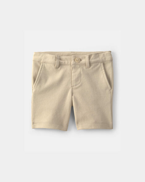 Toddler Girl Uniform Ponte Knit Shorts - Khaki