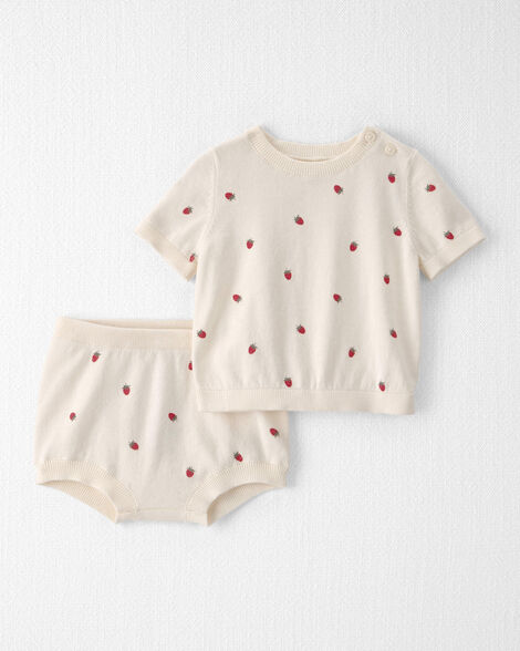 Baby Girl 2-Piece Organic Cotton Sweater Set in Berry Print
