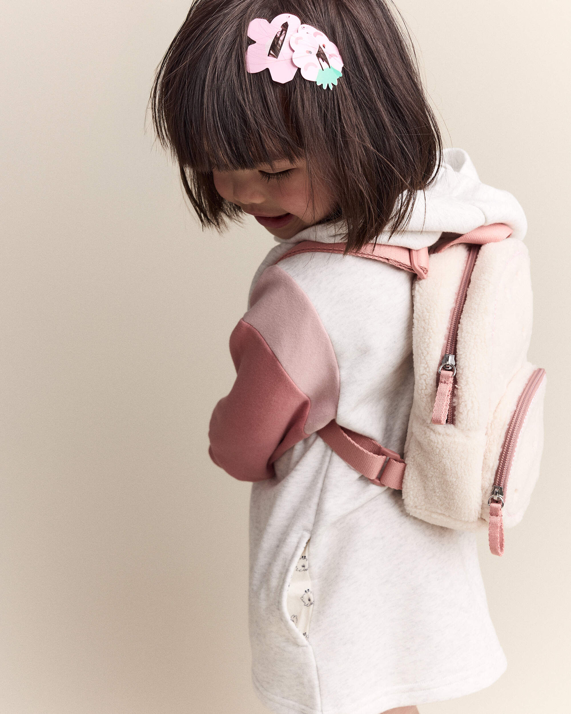 Toddler Girl Colorblock Long-Sleeve Hooded Sweatshirt Dress - Light Heather Grey