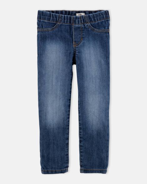 Girls Medium Wash Pull-On Skinny-Leg Jegging