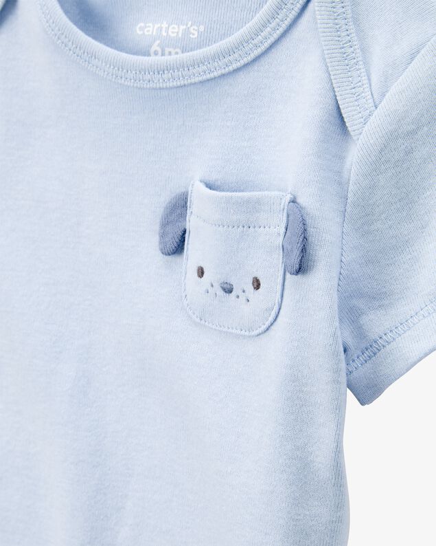 Product image 2 of Baby Boy 5-Pack Dog Short-Sleeve Cotton Bodysuits - Blue