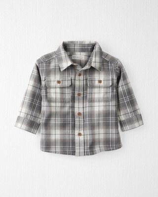 Product image 1 of Baby Organic Cotton Herringbone Button-Front Shirt in Plaid
