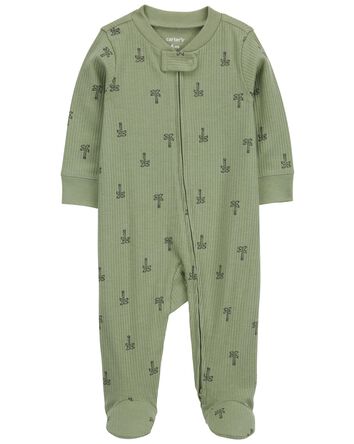 Baby Palm Tree 2-Way Zip Cotton Sleep & Play Pajamas