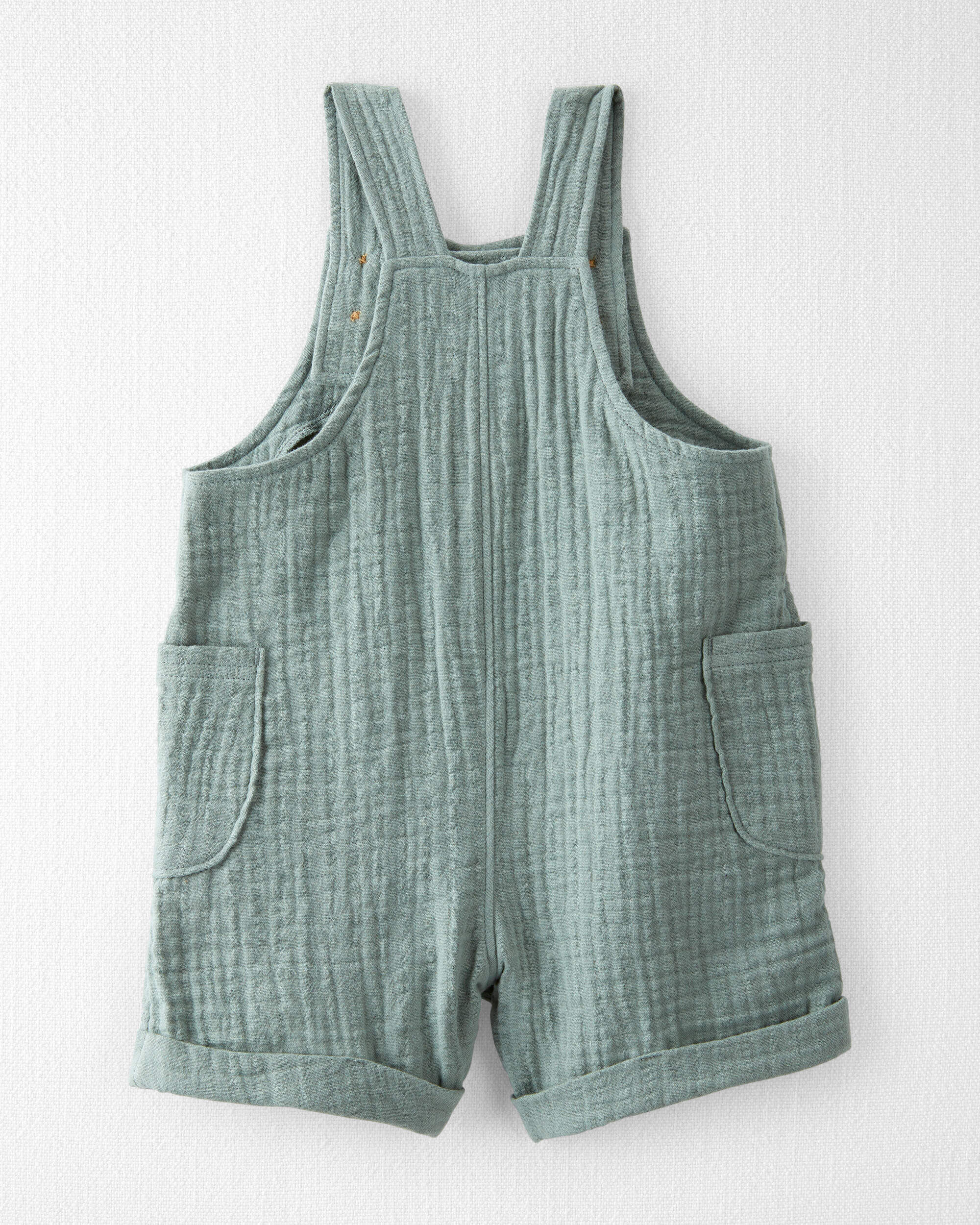 Baby Organic Cotton Gauze Shortalls in Green - Little Planet
