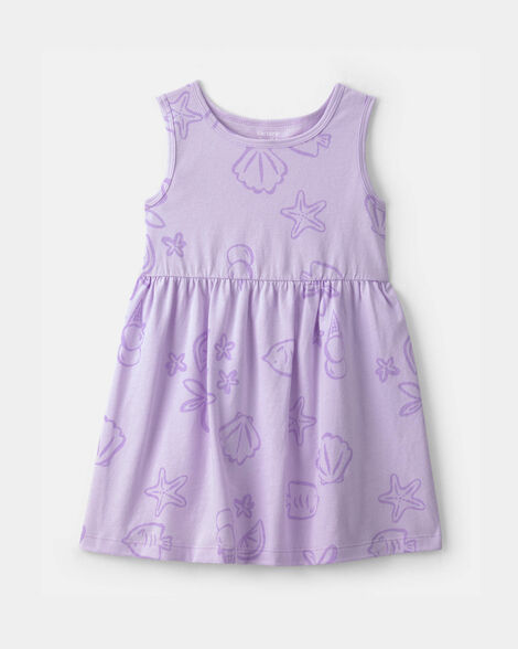 toddler girl sea animal sleeveless dress - purple