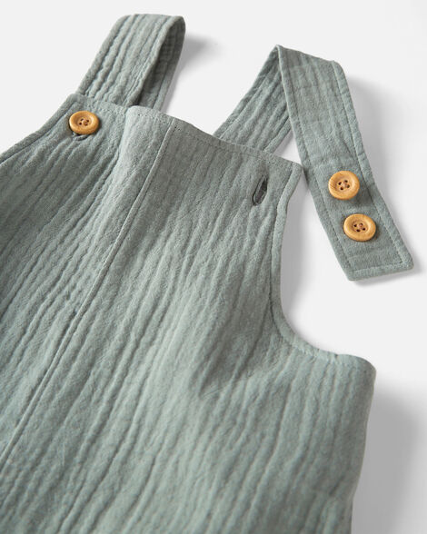 Product image 3 of Toddler Organic Cotton Gauze Shortalls in Green