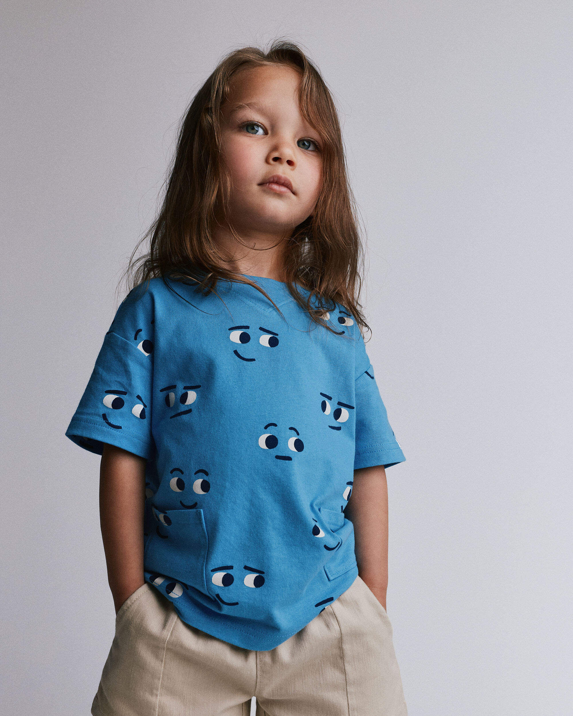 Otter Avenue Toddler Otter Pocket Tee in Face Print 12M Blue
