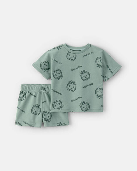 baby boy 2-piece cocomelon short-sleeve top & short set - green