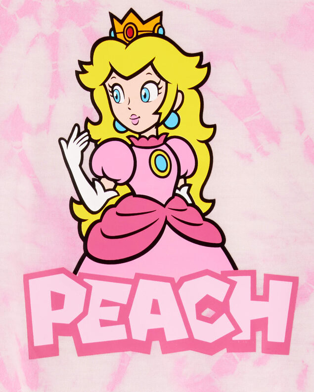 Product image 2 of Kid Super Mario Bros™ Princess Peach Print Loose Fit 2-Piece Pajamas - Pink