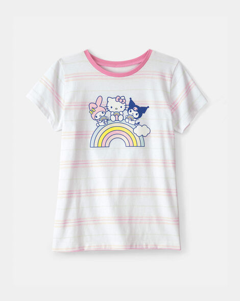 girls hello kitty® striped graphic tee - white