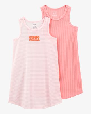 Product image 1 of Kid 2-Pack Striped Nightgowns - Pink