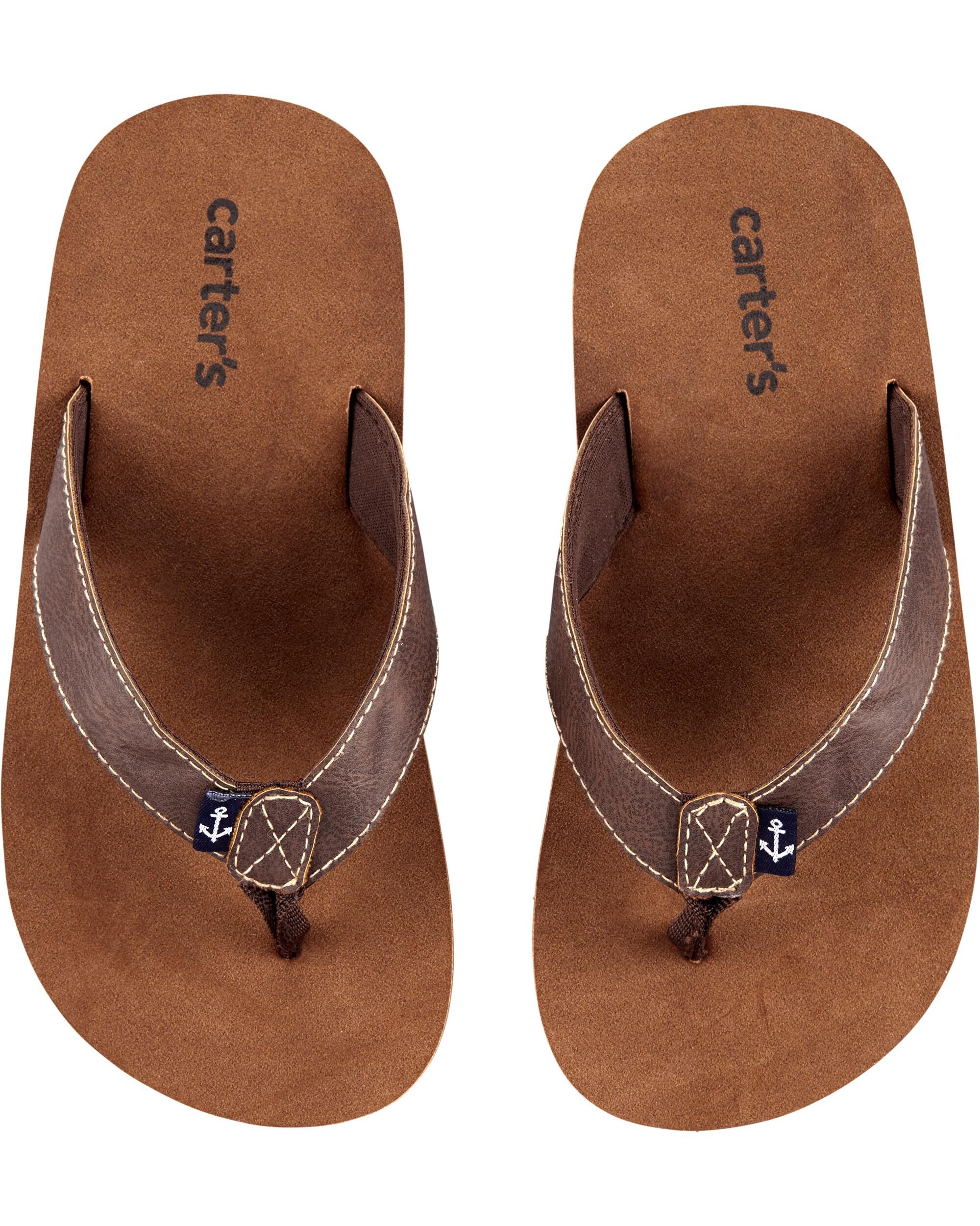 boys brown flip flops