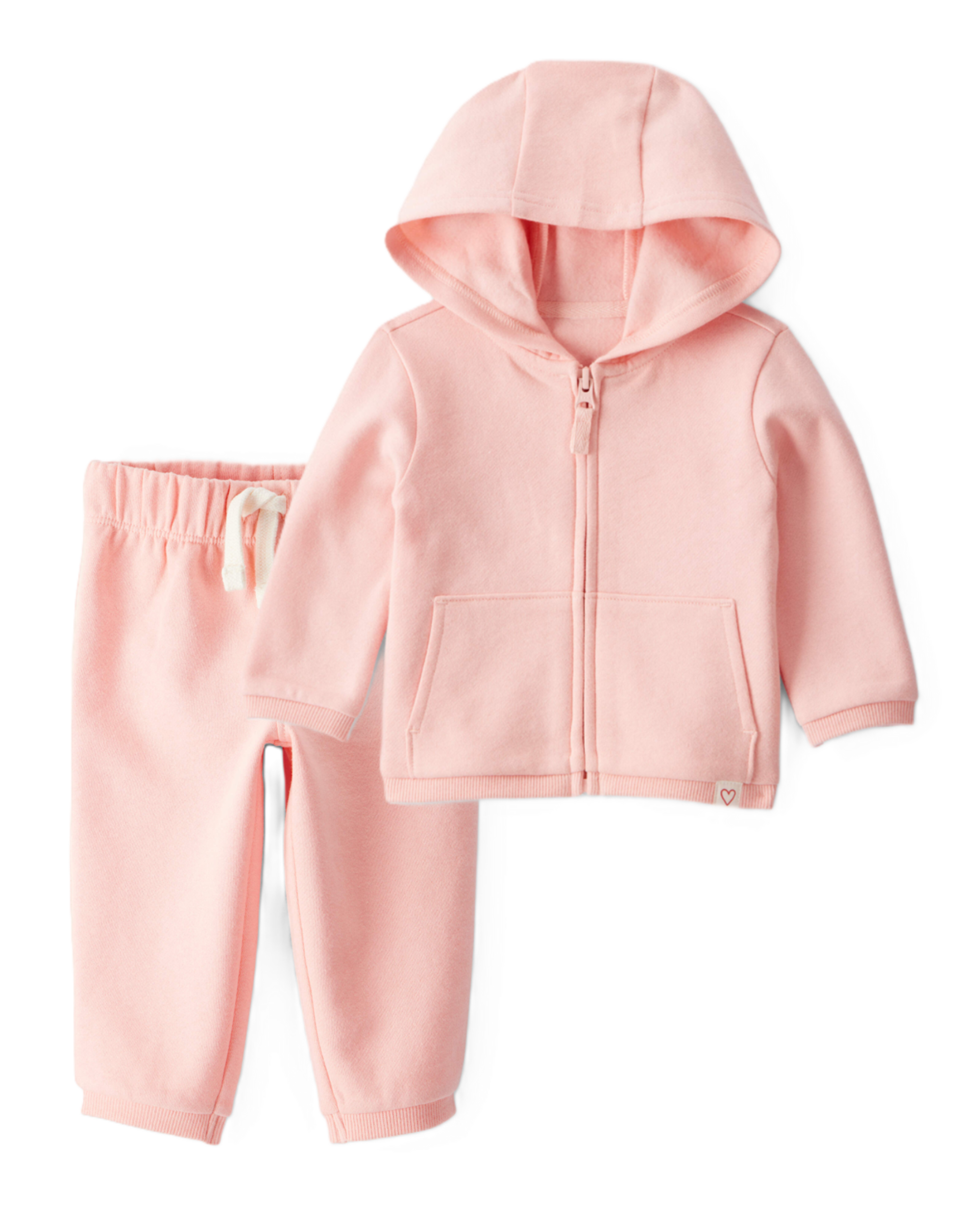 Baby Girl 2-Piece Daydream Fleece Long-Sleeve Zip-Up Jacket & Pull-On Pants Set - Pink