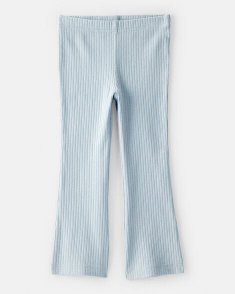 toddler girl pull-on flare stretch rib leggings - blue