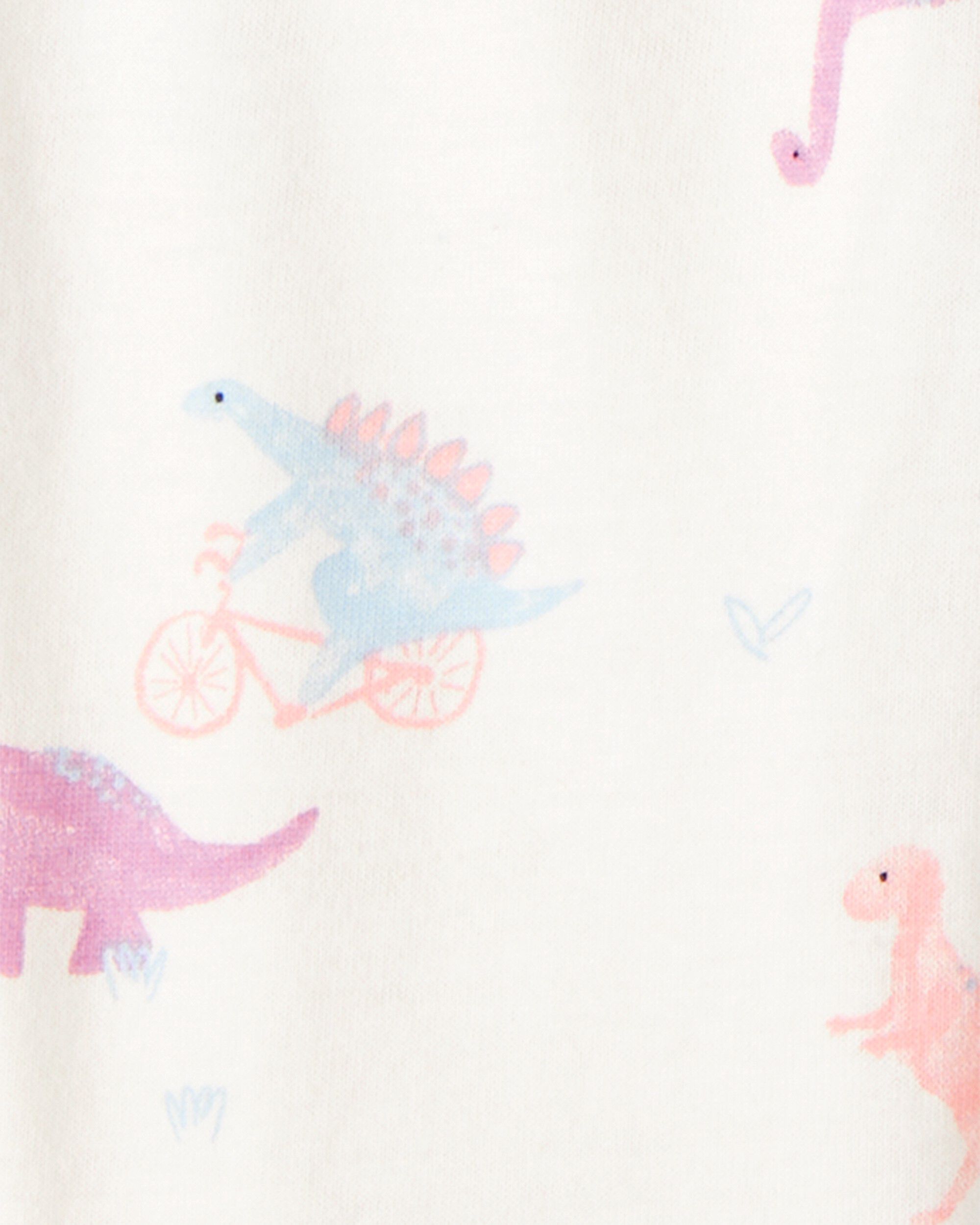 Baby Girl 2-Piece Dinosaur Print Cotton Long-Sleeve Bodysuit & Pant Set - Pink/White