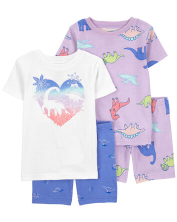 Toddler 4-Piece Dinosaur 100% Snug Fit Cotton Pajamas