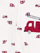 White - Baby 1-Piece Firetruck 100% Snug Fit Cotton Footless Pajamas, Selected