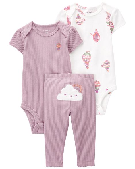 Lil Leg Dotted Knit Footie 4PC Layette Set - Pink