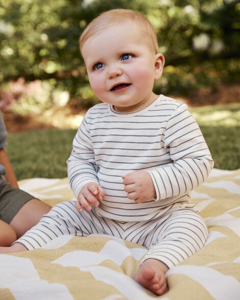  Product image 3 of Baby 2-Piece Striped Pant Set - Blue/Ivory