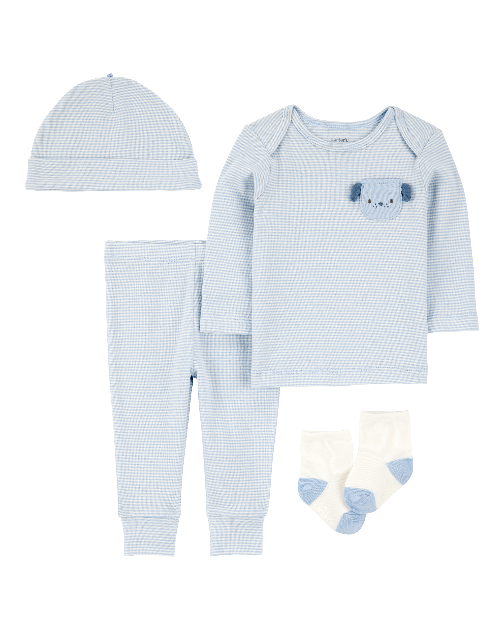 Baby 4-Piece Puppy Print Outfit Set - Blue