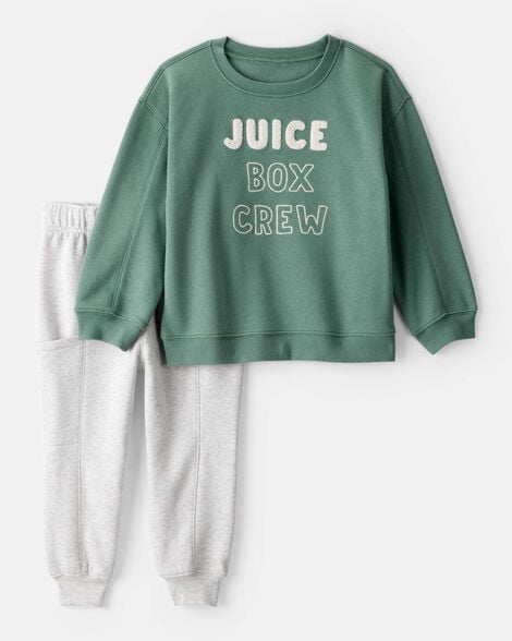 toddler boy daydream fleece juice box crew long-sleeve tee & pant set - green