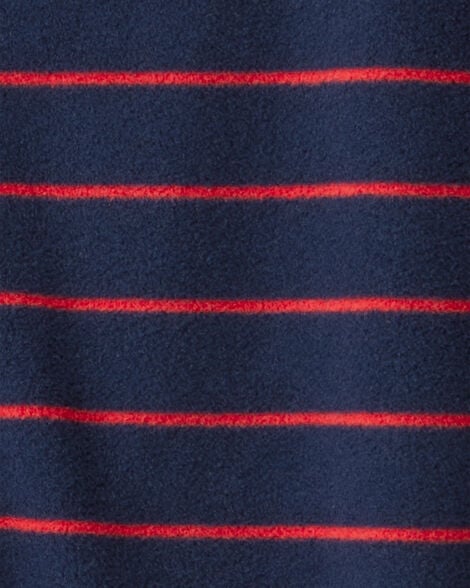 Baby Boy Dog Striped Fleece Loose Fit 1-Piece Pajamas - Navy