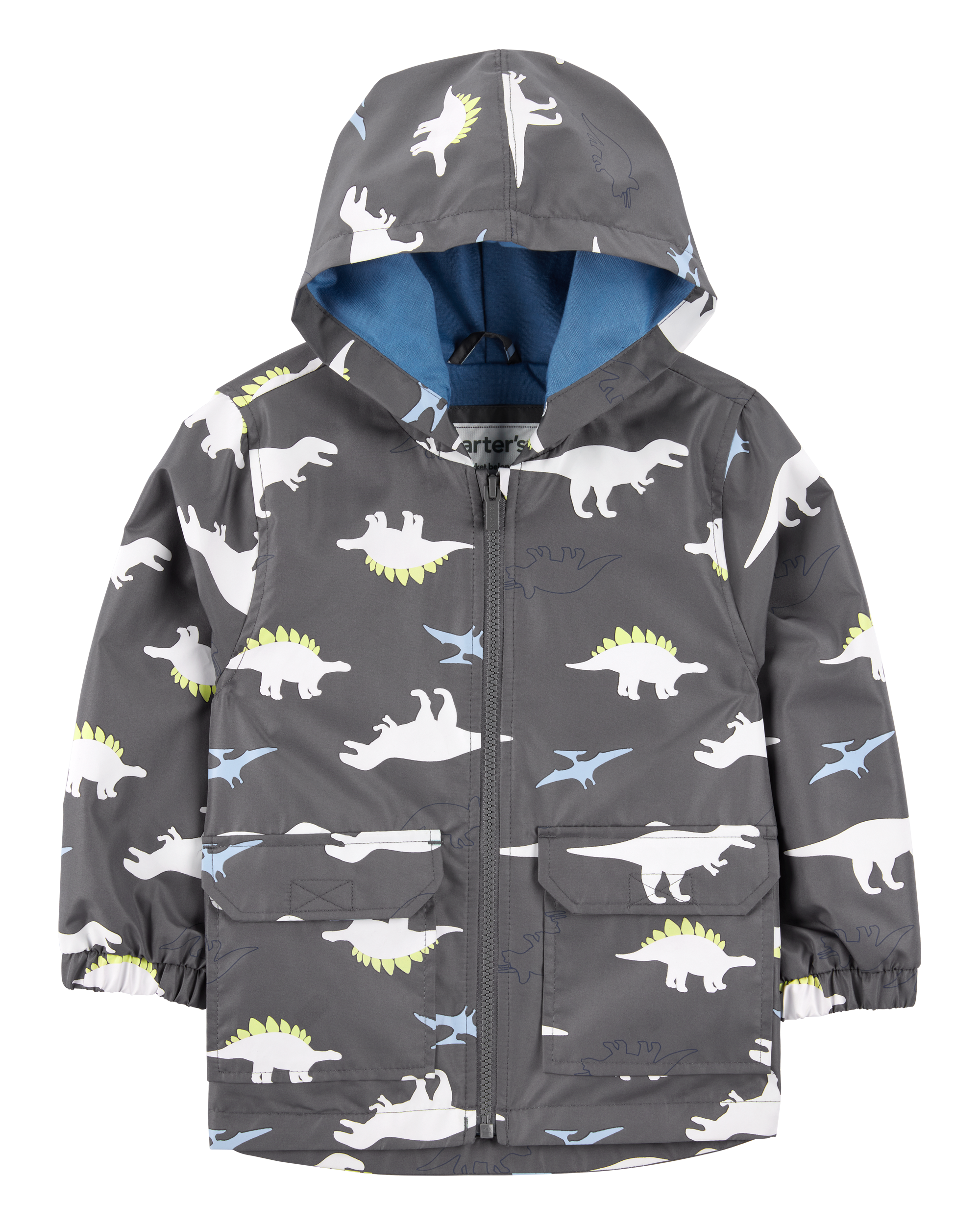 Toddler Dinosaur Color Changing Rain Jacket - Grey