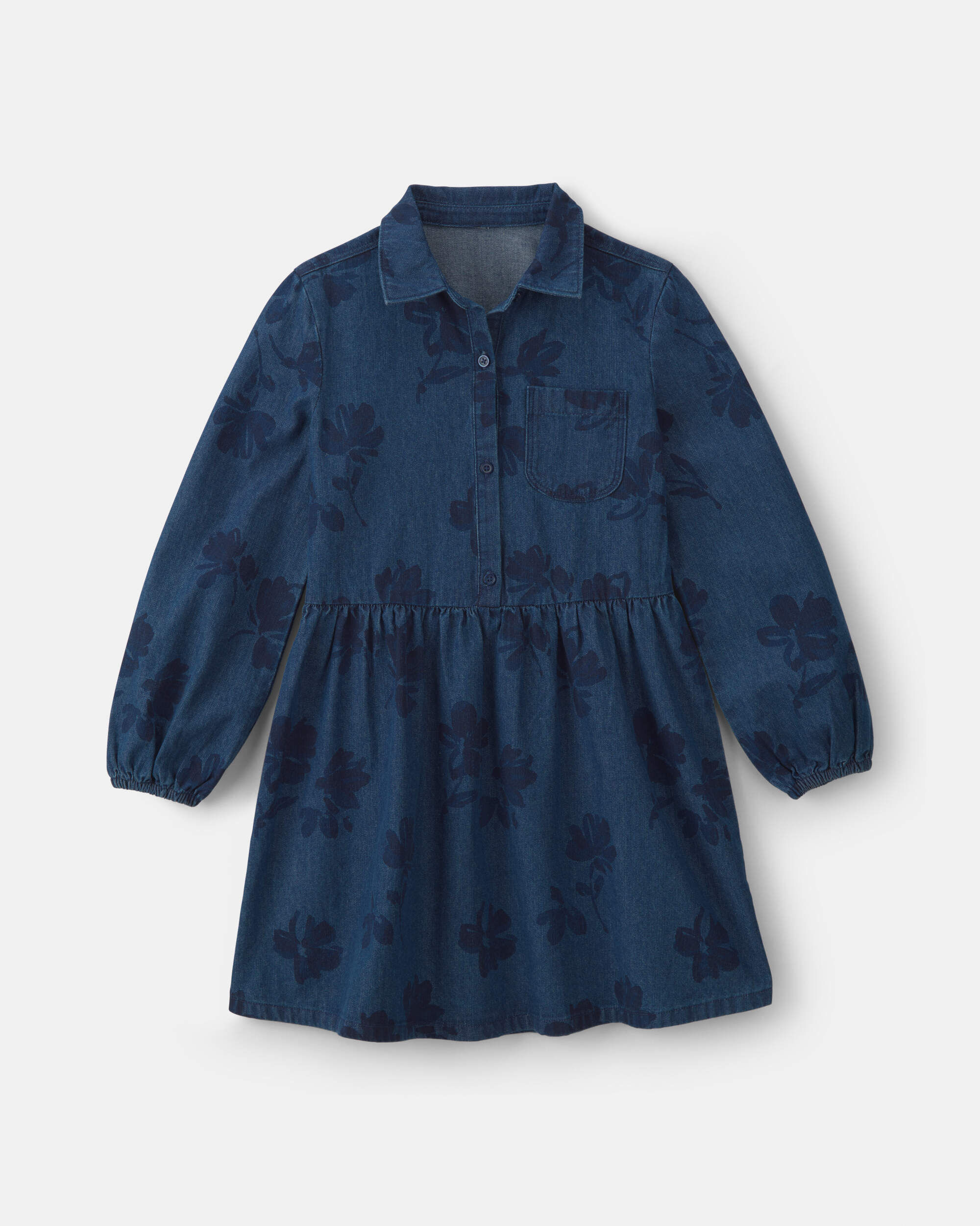 OshKosh Bgosh Girls Floral Denim Long-Sleeve Dress - Dark Wash 10 Dark Wash 44$