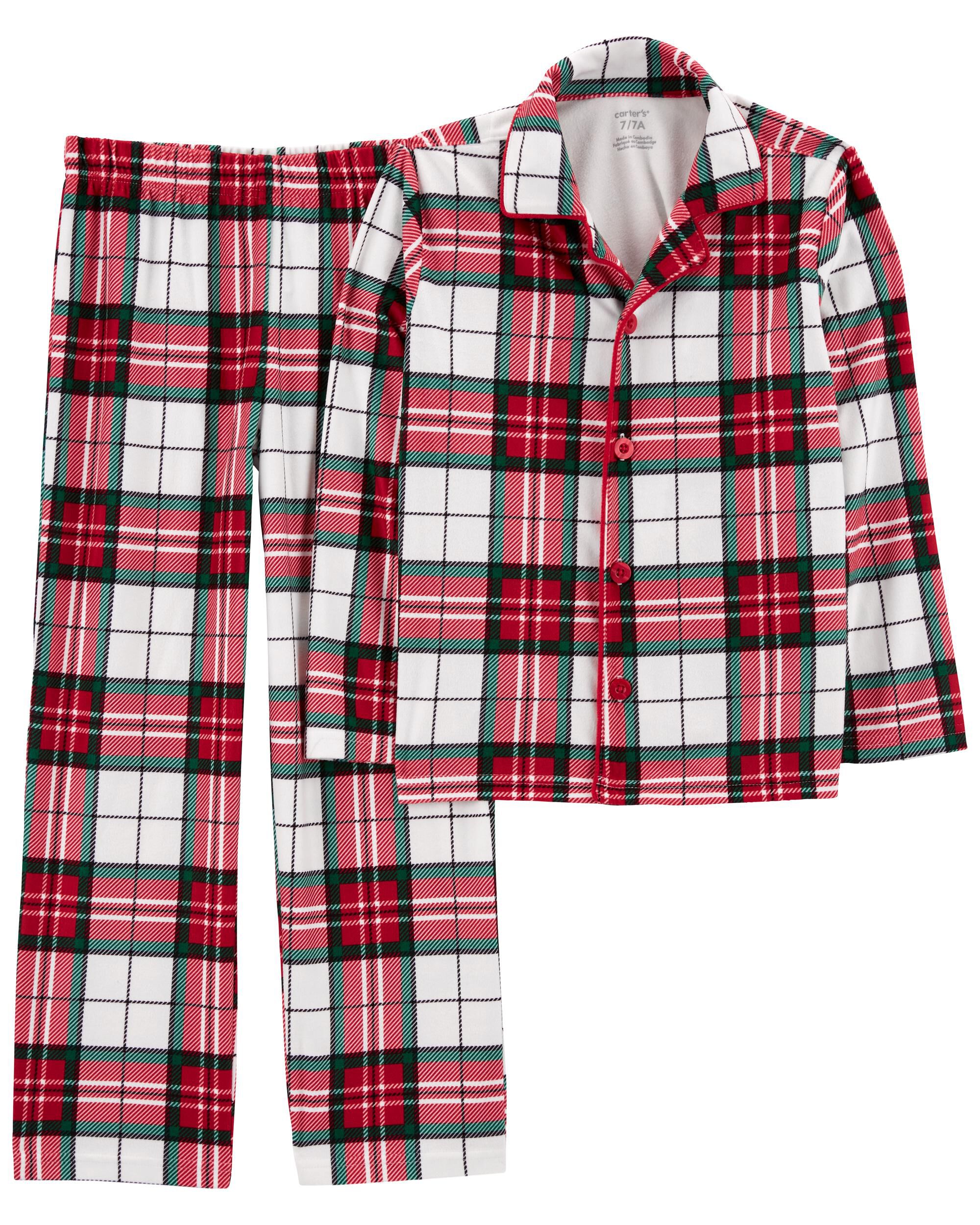Kid 2 Piece Plaid Fleece Coat Style Pajamas Carter s Carter s