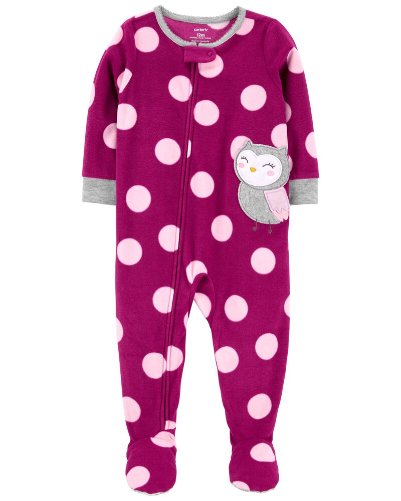 1-Piece Owl Fleece Footie PJs