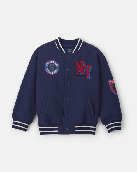 boys ©marvel spider-man fleece varsity jacket  - blue