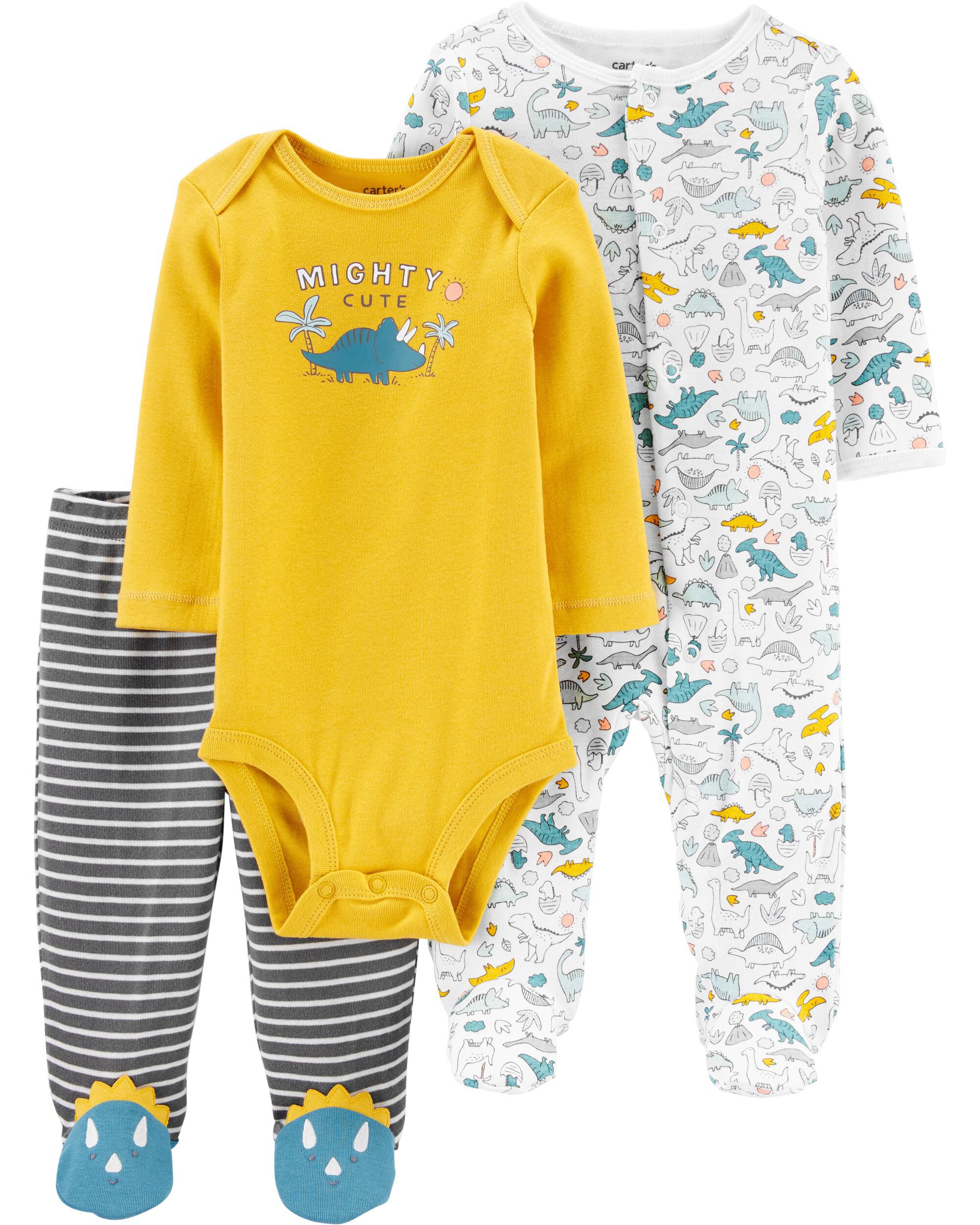 *DOORBUSTER* 3-Piece Dinosaur Bodysuit & Footed Pant Set