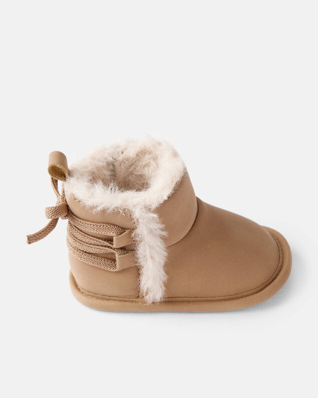 Product image 2 of Baby Girl Bow Faux Fur Boots - Brown