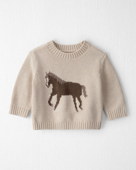 Baby Organic Cotton Horse Sweater Knit Pullover
