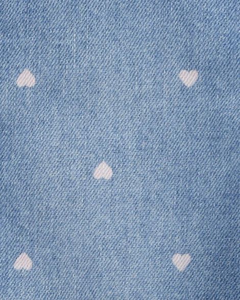 Product image 3 of Toddler Heart-Print Knit Denim Overalls - Blue