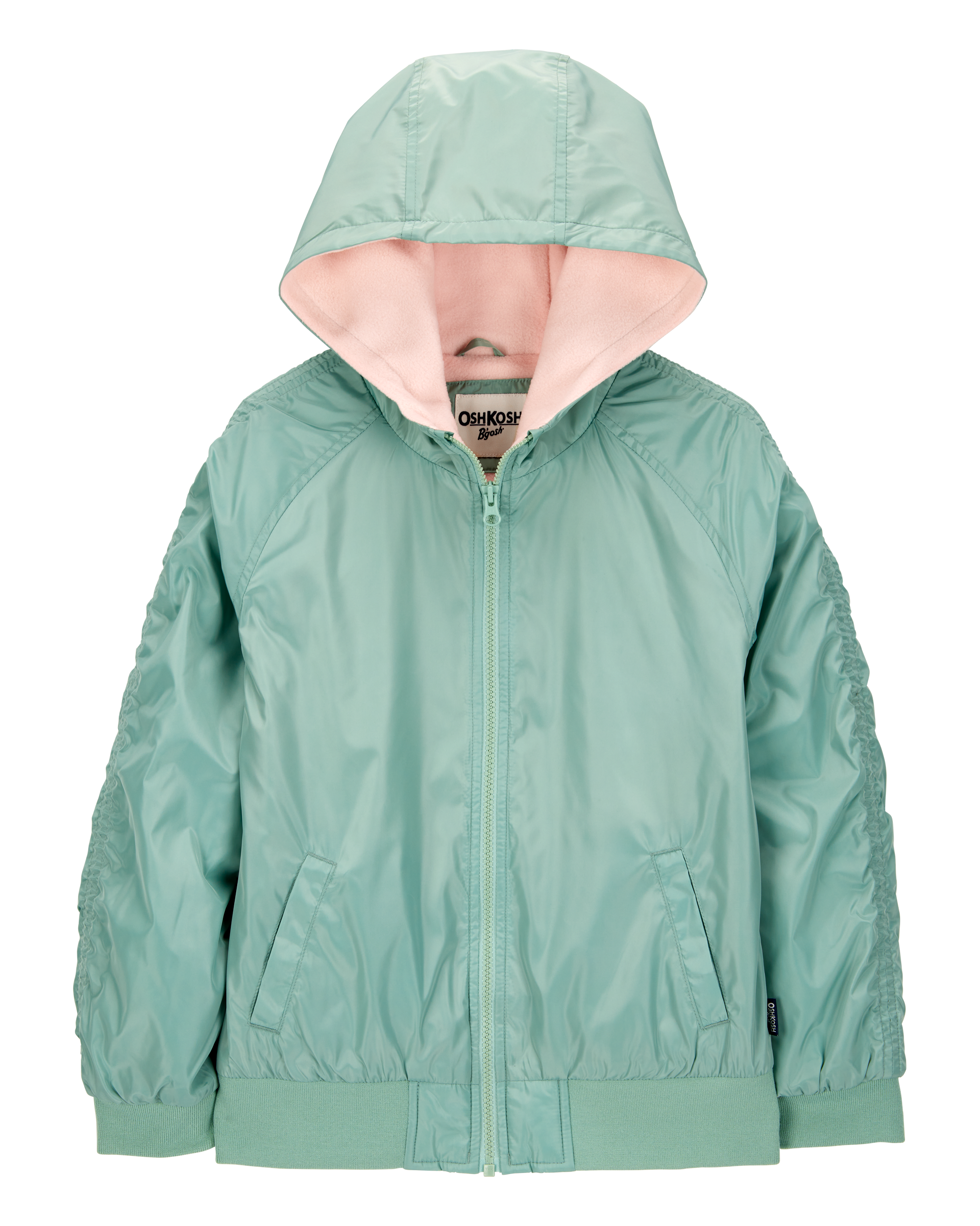 Girls Fleece-Lined Midweight Bomber Jacket - Green