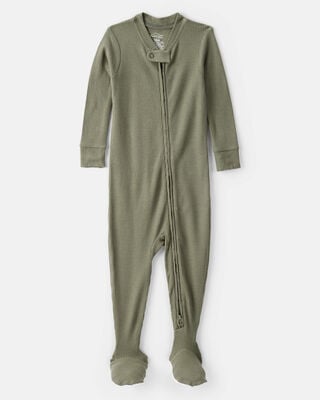 Product image 1 of Baby Boy PurelySoft Long-Sleeve 2-Way Zip 1-Piece Pajamas - Green