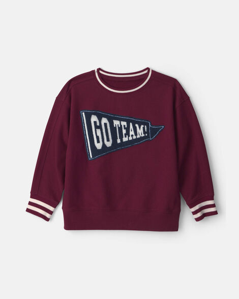 boys 'go team!' pullover sweatshirt - burgundy