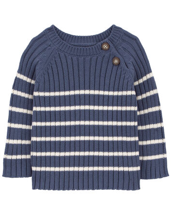 Baby Striped Snug-Fit Ribbed Sweater Knit Top