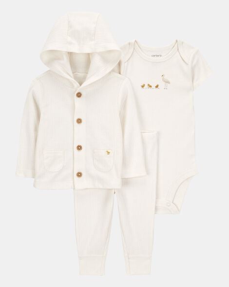 baby 3-piece chick little cardigan set - ivory