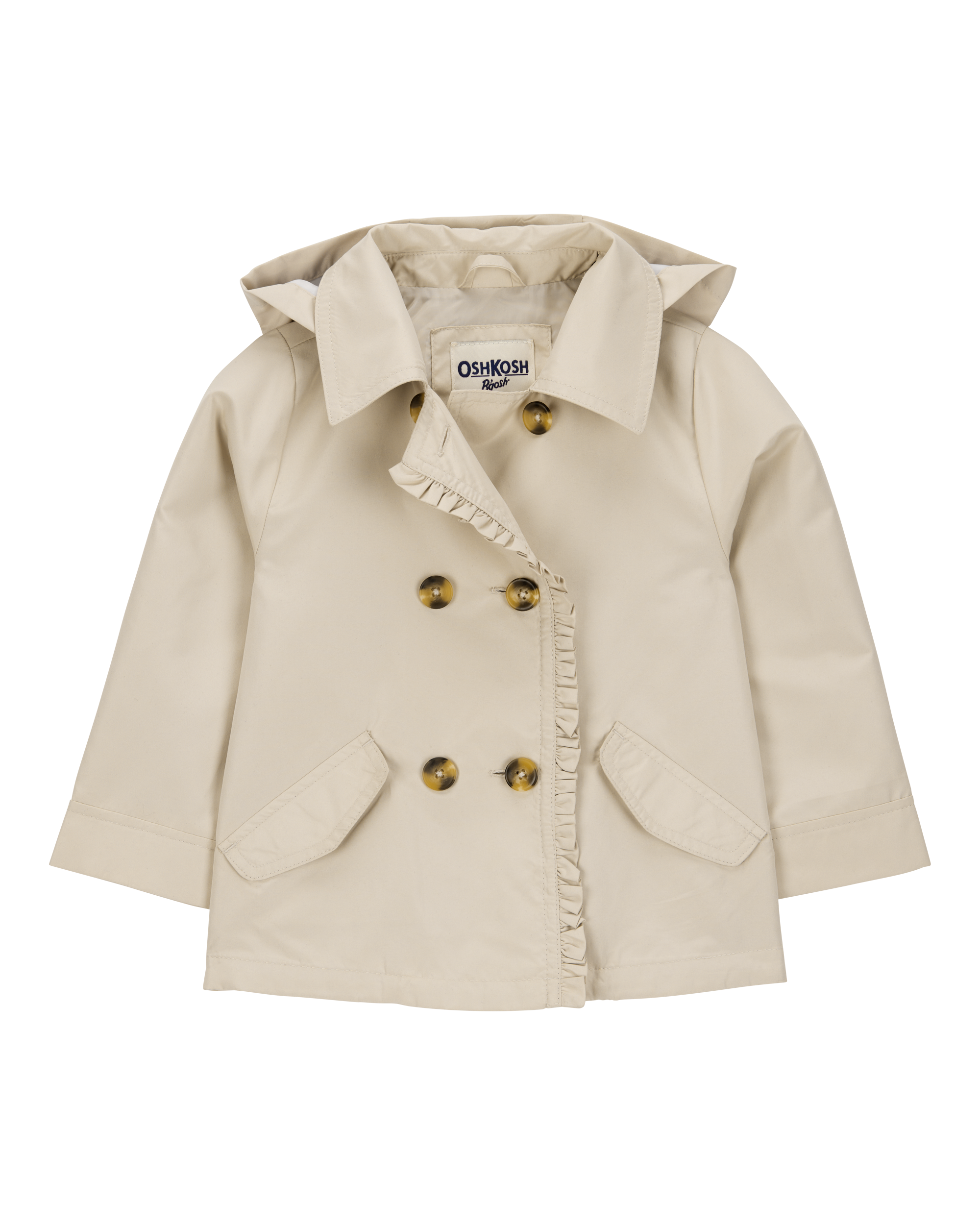 Toddler Ruffle Trench Coat - Khaki