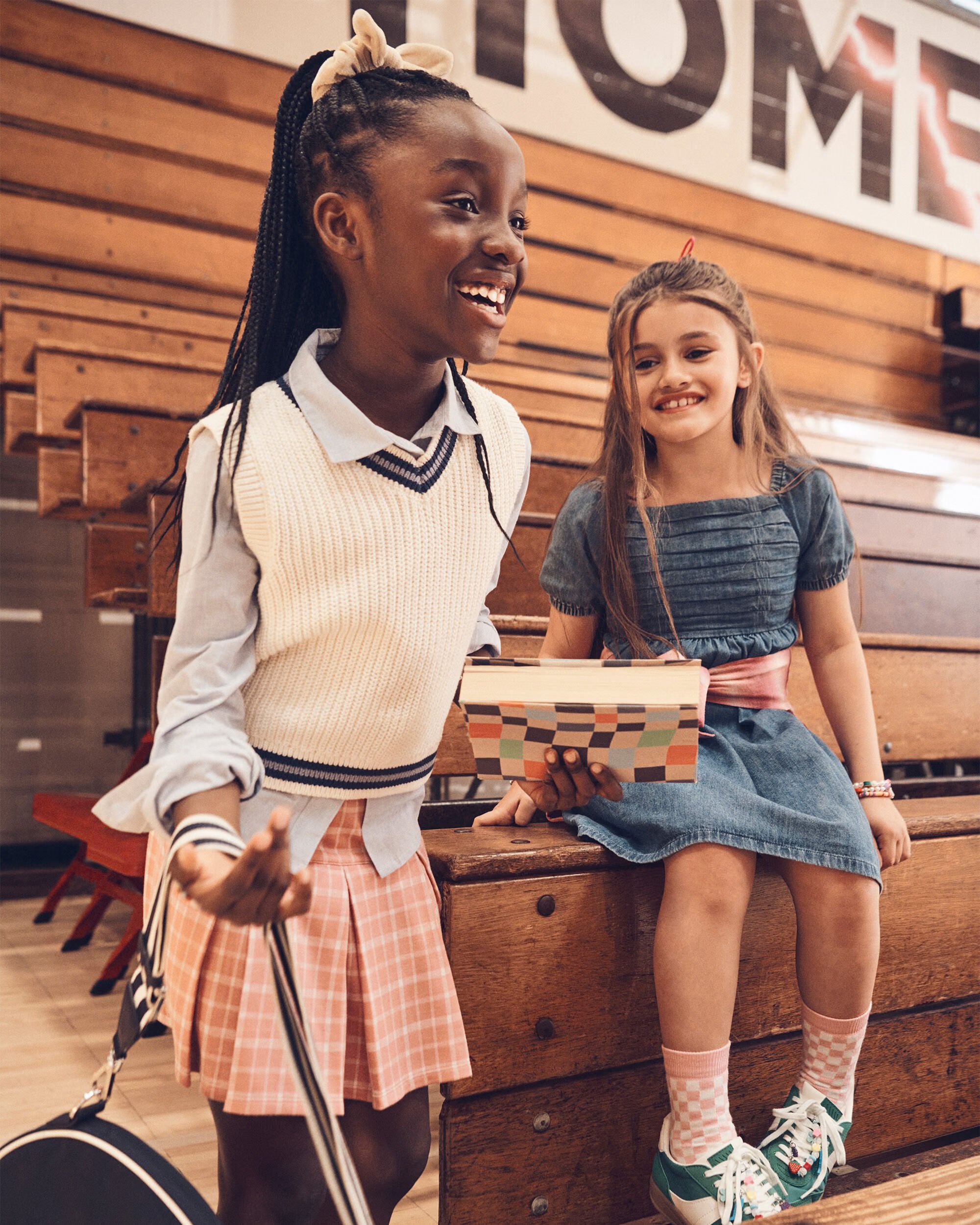 Kid Plaid Pleated Pull-On Skort - Pink