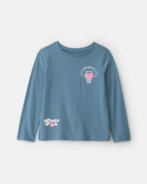 girls basketball long-sleeve graphic tee - teal