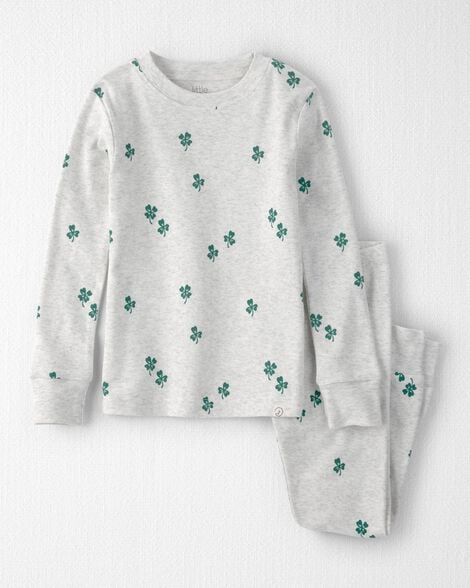 Toddler Organic Cotton Pajamas in Lucky Clovers Print