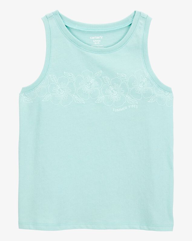 Product image 1 of Kid Flower Vintage Muscle Tank - Turquoise