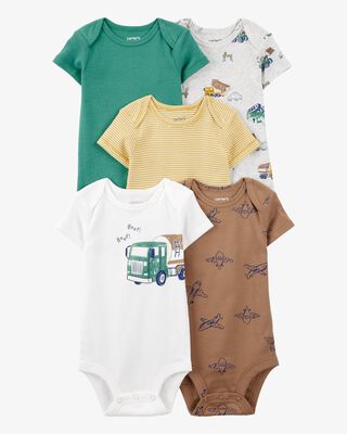 Product image 1 of Baby 5-Pack Construction Short-Sleeve Bodysuits